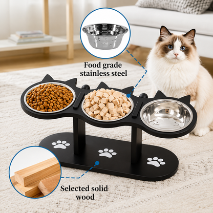 Premium 3-Bowl Raised Feeding Stand