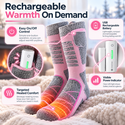 🥶 Tired of Freezing Feet in Winter?Rechargeable Heated Knee-High Socks for Lasting Cozy Warmth!