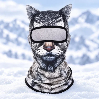 3D Cat Ski Mask with Ears – Funny Windproof Balaclava for Skiing & Festivals