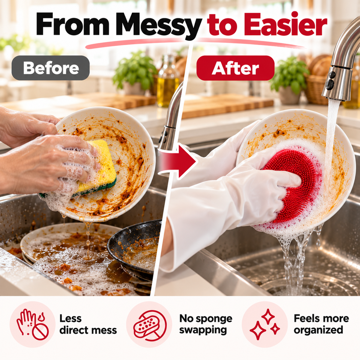 Dishwashing Gloves with Built-In Scrubber - image 2
