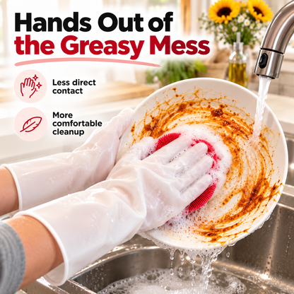 Dishwashing Gloves with Built-In Scrubber - image 3
