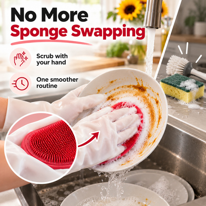 Dishwashing Gloves with Built-In Scrubber - image 5