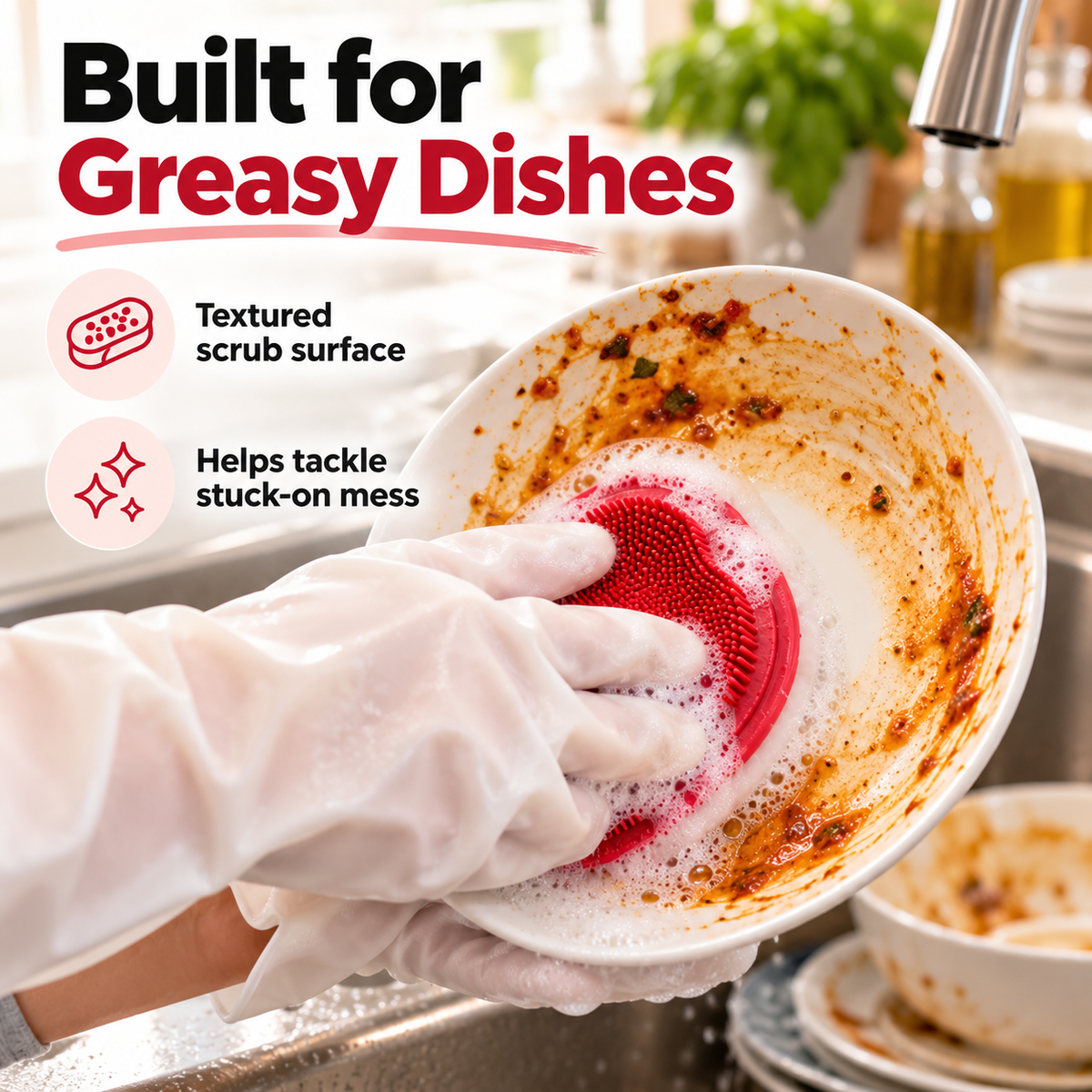 Dishwashing Gloves with Built-In Scrubber - image 6