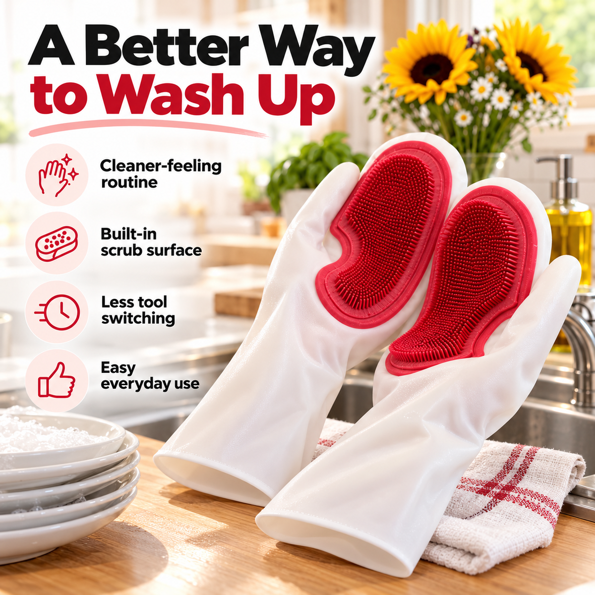 Dishwashing Gloves with Built-In Scrubber - image 8