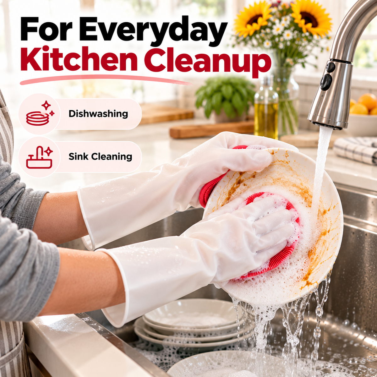 Dishwashing Gloves with Built-In Scrubber - image 9