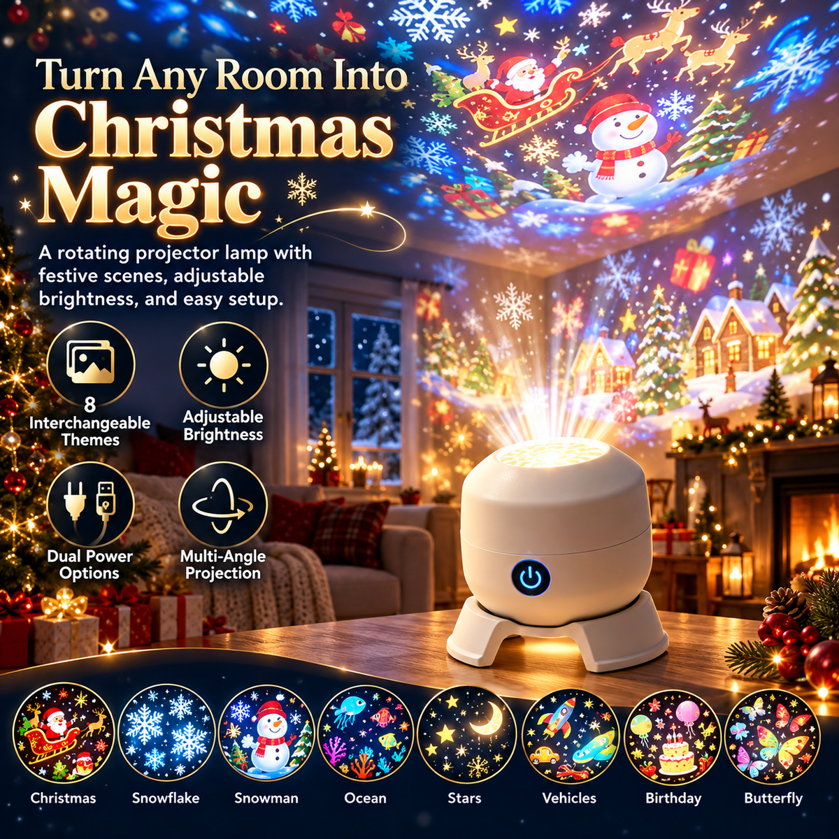 ✨Christmas Rotating Projector Light