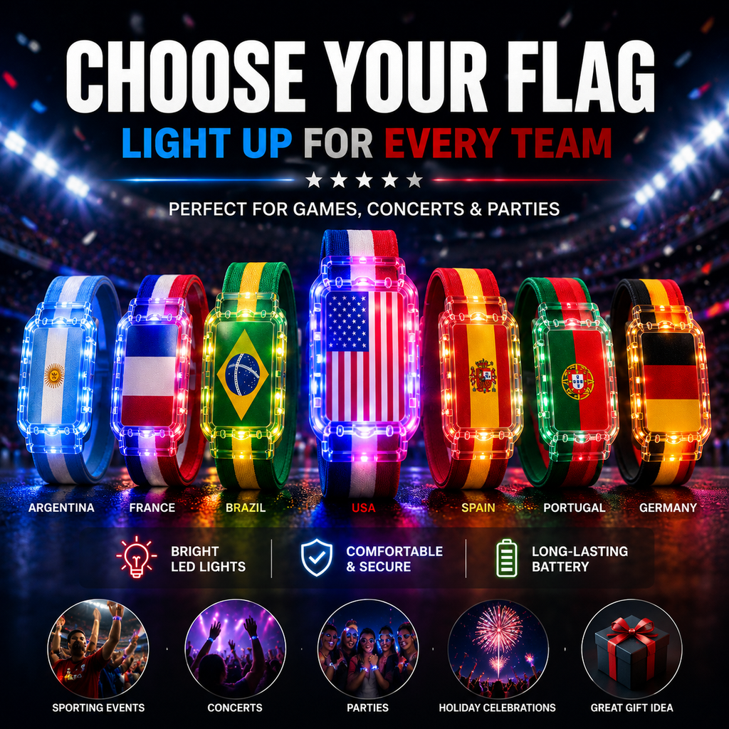 LED Flag Wristband for Game Day & Watch Parties