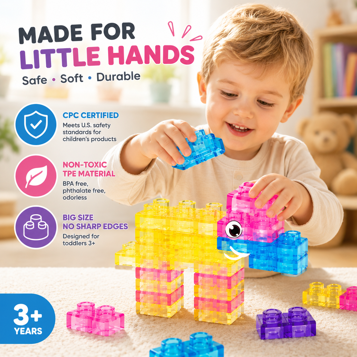 🧩 Soft Jelly Building Blocks –  Squishy Stretchable Bath Blocks (40PCS)