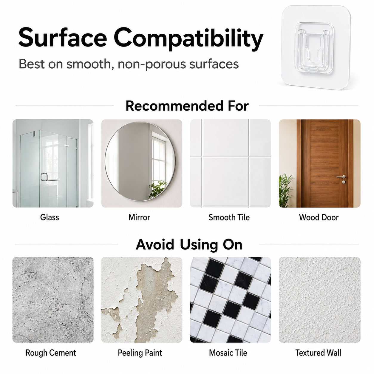 10-Pair Double-Sided Adhesive Wall Mounted Hooks