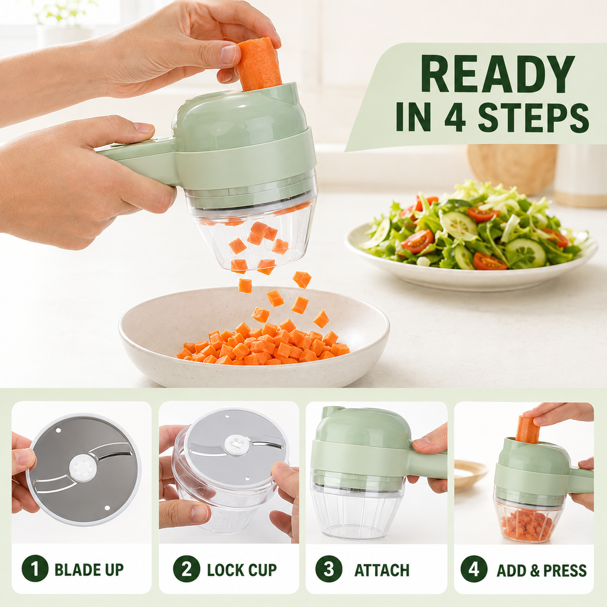 ✨4 in 1 Electric Vegetable Chopper Set, Electric Food Processor