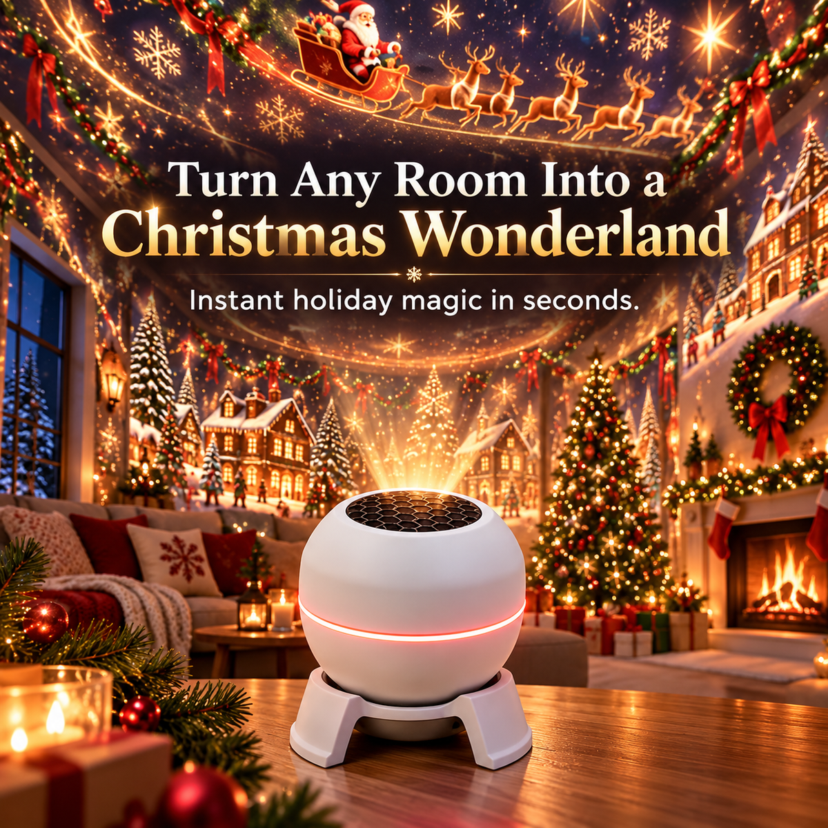 🎄 Magical Christmas Projection Night Light
