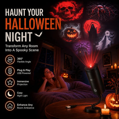 Plug-and-Play HD Star Projector – Available in Starry, Spooky Halloween & Christmas Themed Versions