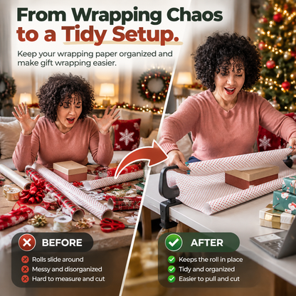 🎁 2PCS Tabletop Wrapping Paper Holder & Cutter – Easy Gift Wrapping Station for Christmas & Birthdays