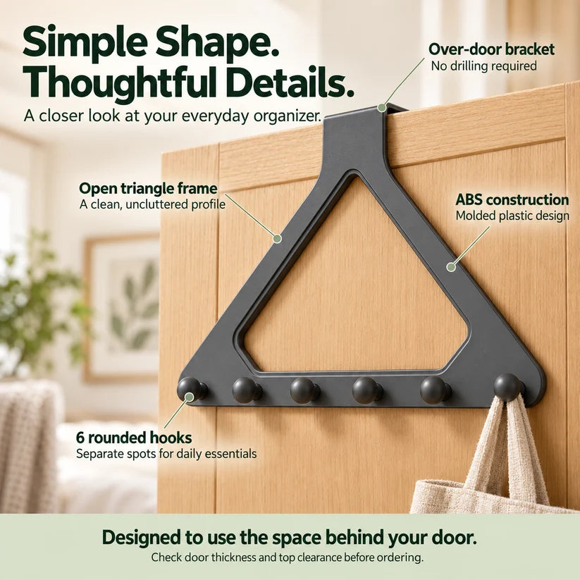🏡 6-Hook Over-the-Door Organizer – Smart, No-Drill Storage for Every Space ✨