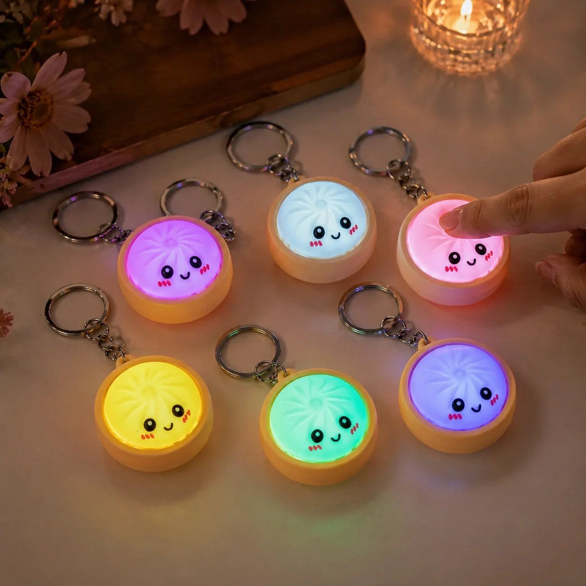🔥 Cute Dumpling Pressable Fidget Keychain - touch sensing light