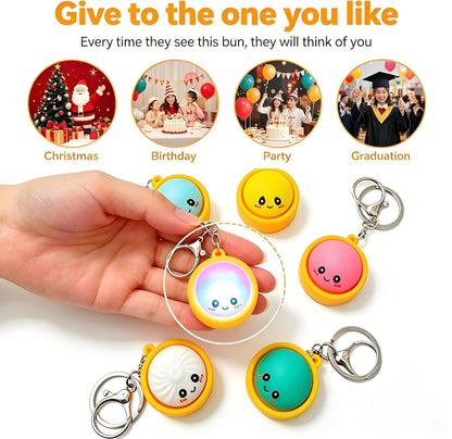 🔥 Cute Dumpling Pressable Fidget Keychain - touch sensing light