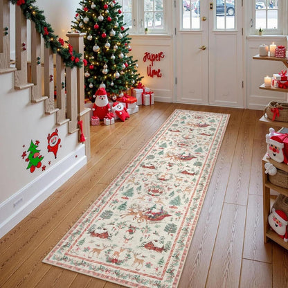 🎄 Cozy Christmas Runner Rug – Washable Non-Slip Holiday Floor Decor