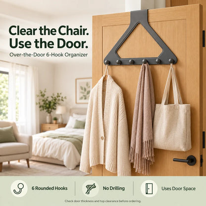 🏡 6-Hook Over-the-Door Organizer – Smart, No-Drill Storage for Every Space ✨