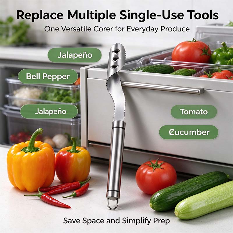 Stainless Steel Pepper Corer Seed Remover Tool, Chili Bell Pepper Core Deseeder 🔪