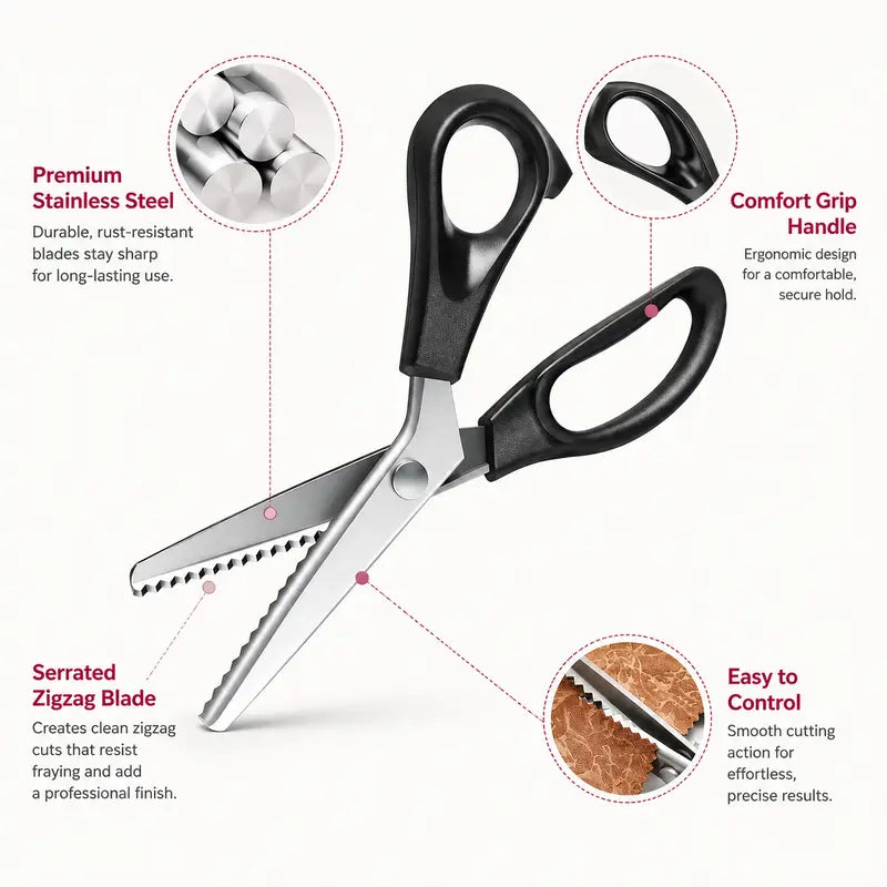 ⭐ Stainless Steel Zig Zag Scissors with Serrated Teeth