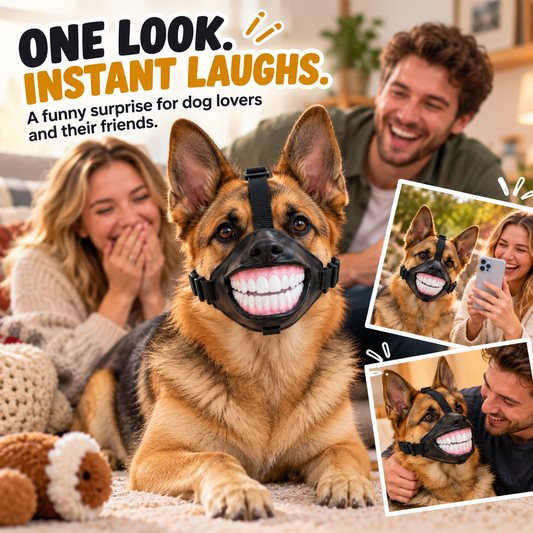 🤣 Give Your Dog a Hilarious New Smile! 🐶 Funny Dog Muzzle with Teeth – Adjustable Costume Mask