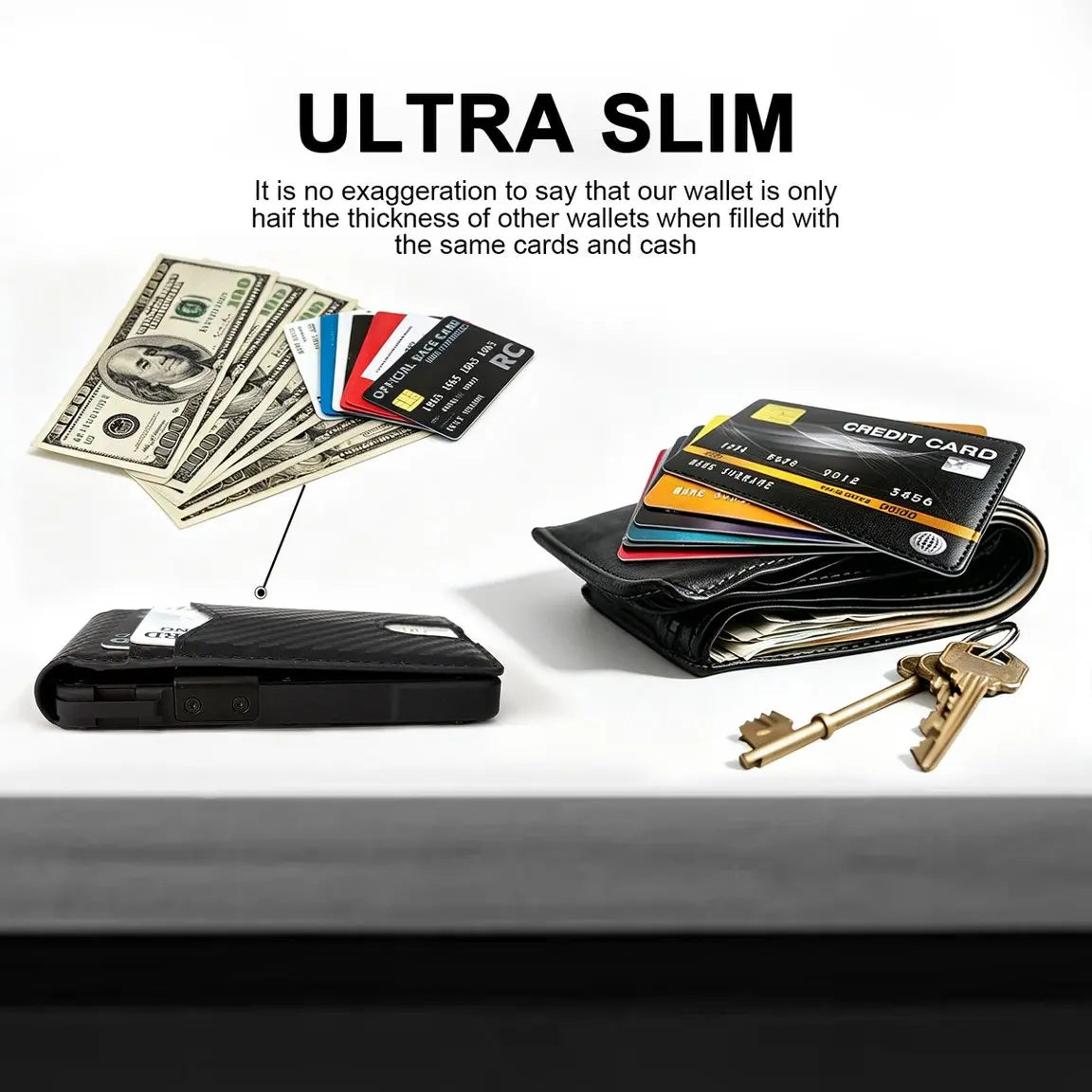 Men's Minimalist Bifold Wallet - 1 ID Window, Pop‑Up Card Holder, Money Clip 💳