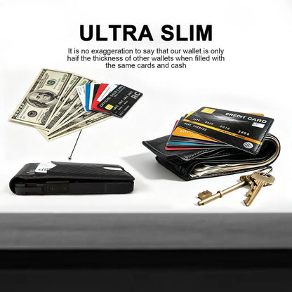 Men's Minimalist Bifold Wallet - 1 ID Window, Pop‑Up Card Holder, Money Clip 💳