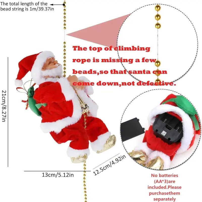 Santa Claus Up-and-Down Climbing Christmas Decor – Moving Holiday Ornament