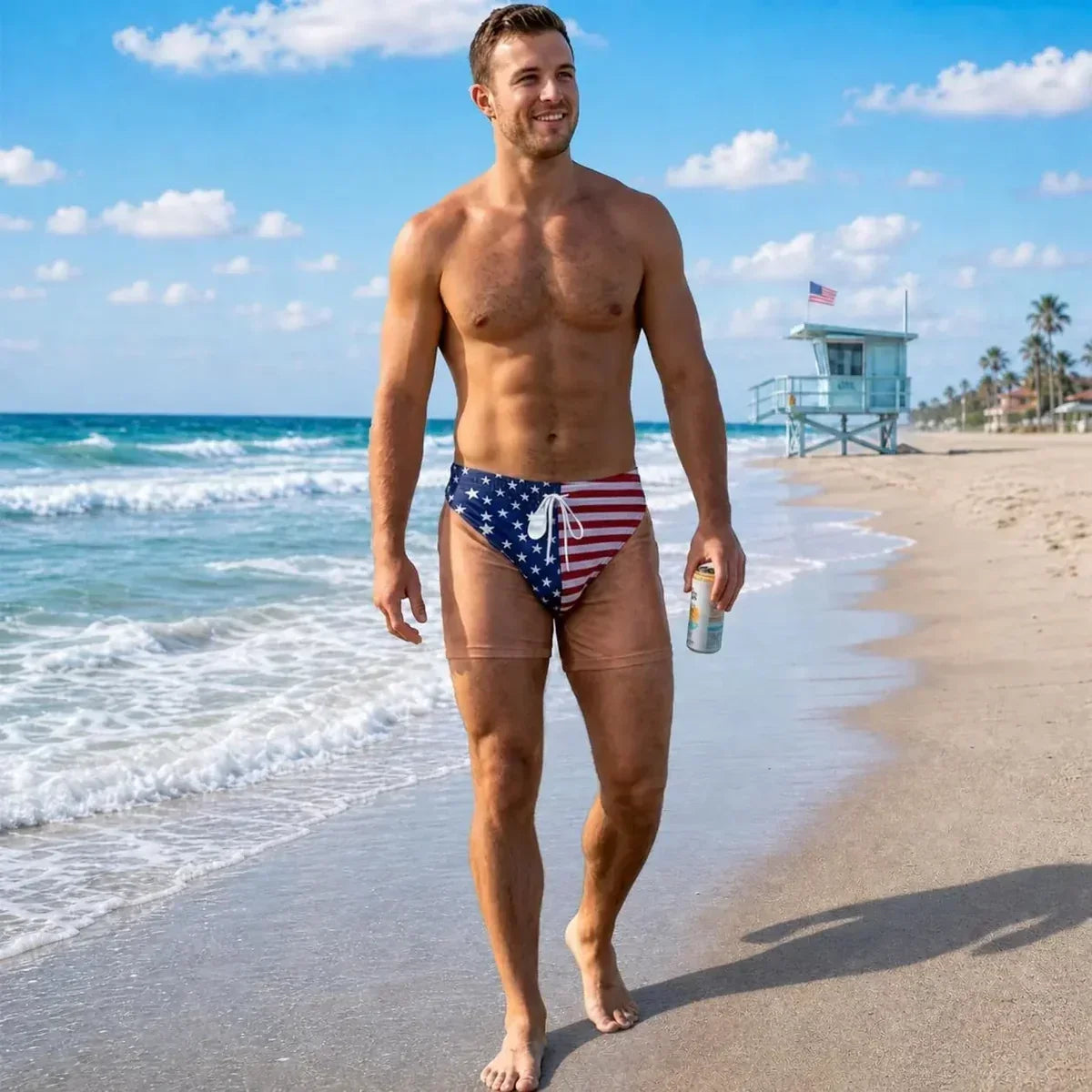 Funny Patriotic Men Swim Trunks - Personalized Birthday Gifts