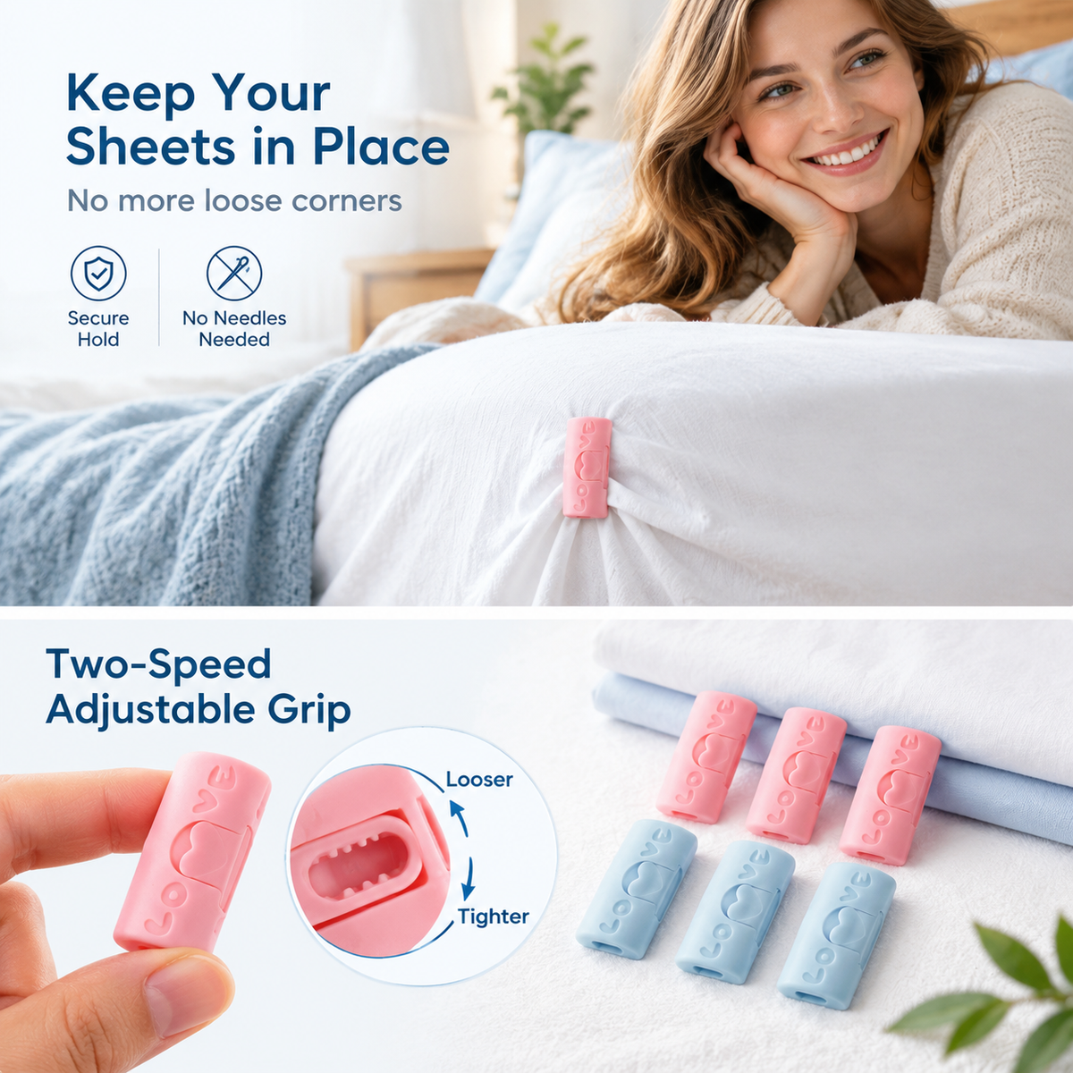 20 Counts Two-Speed Adjustment Sheet Grippers – Anti-Slip Clips for Beds Prevent Sliding Falling Out 🛏️