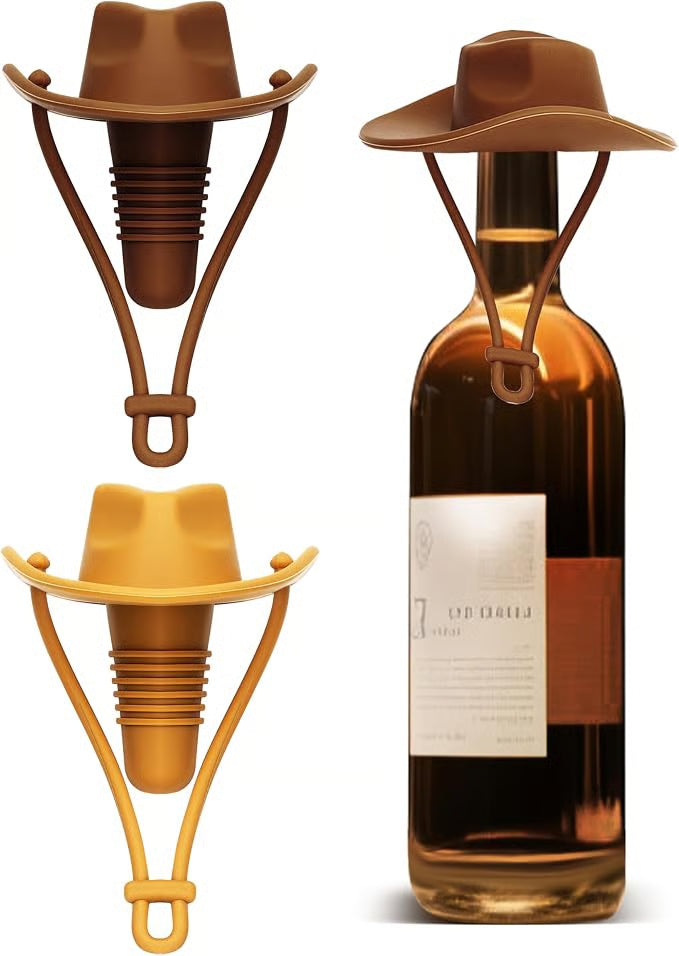 Cute Cowboy Hat Silicone Wine Stopper Reusable Western Wine Bottle Stopper for Party & Gifts