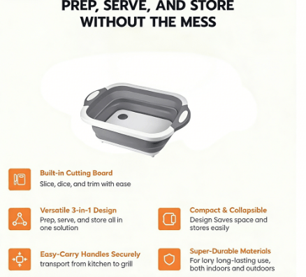 🍗🥗BBQ & Meal Prep Tub | Collapsible Prep Tub🍖🏕️