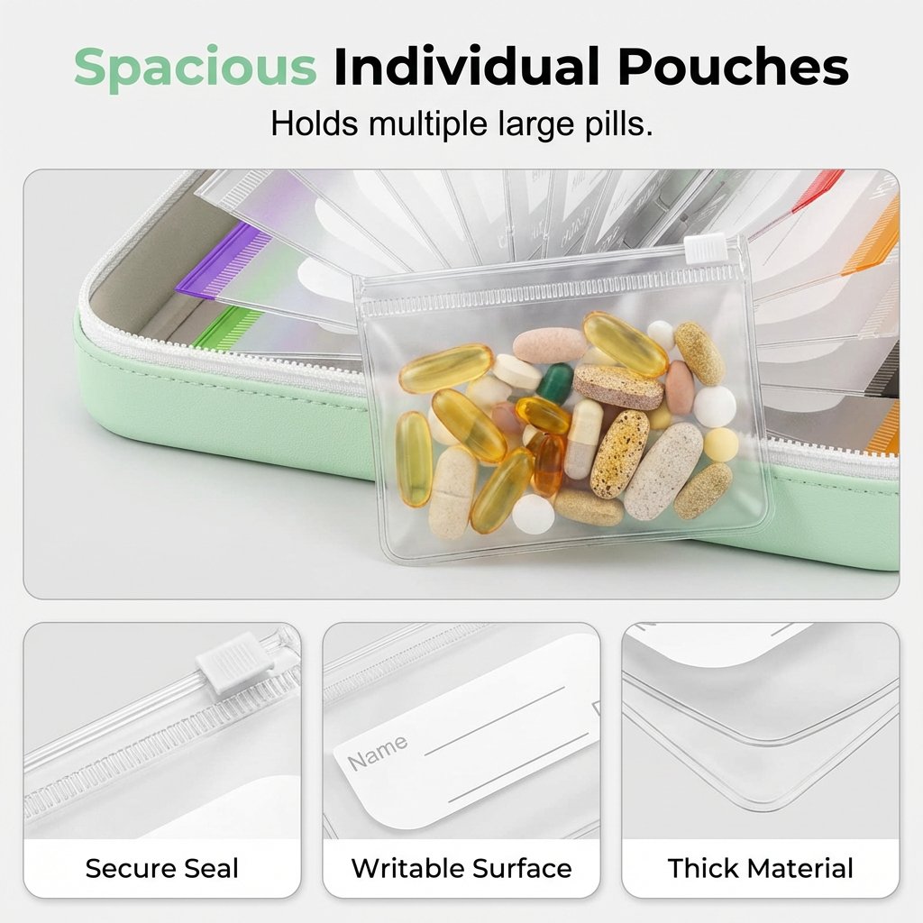 💊 Waterproof Pill Organizer Pouch Set – 🌈 Multi-Color Travel Medication Bags ✨