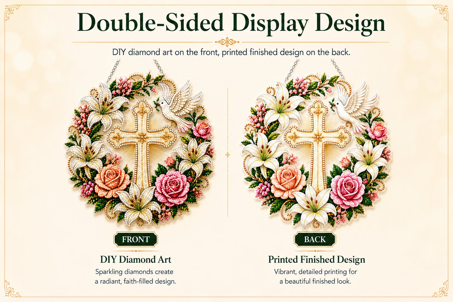 Christian Cross & Dove Diamond Art Hanging Ornament Kit