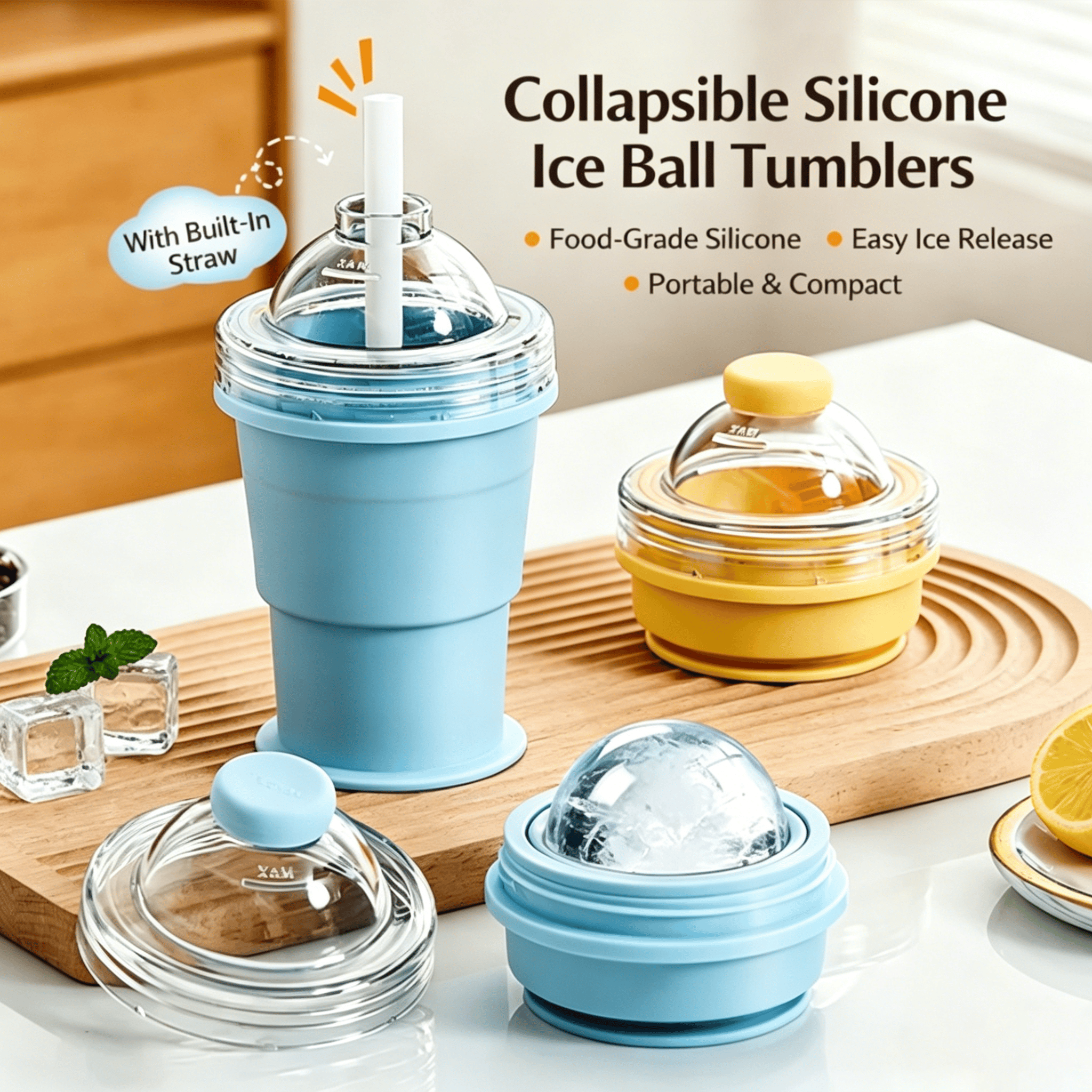 🧊 Foldable Silicone Ice Ball Drink Cup