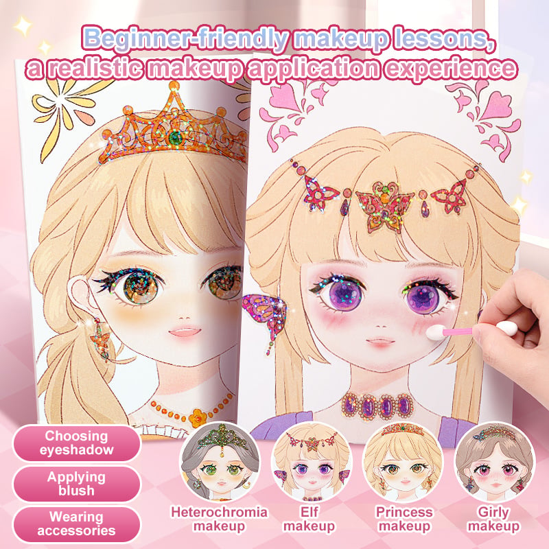 👗Special Diamond Painting & Princess Book Makeup Craft Kits Foil Art Books Set Play on Paper