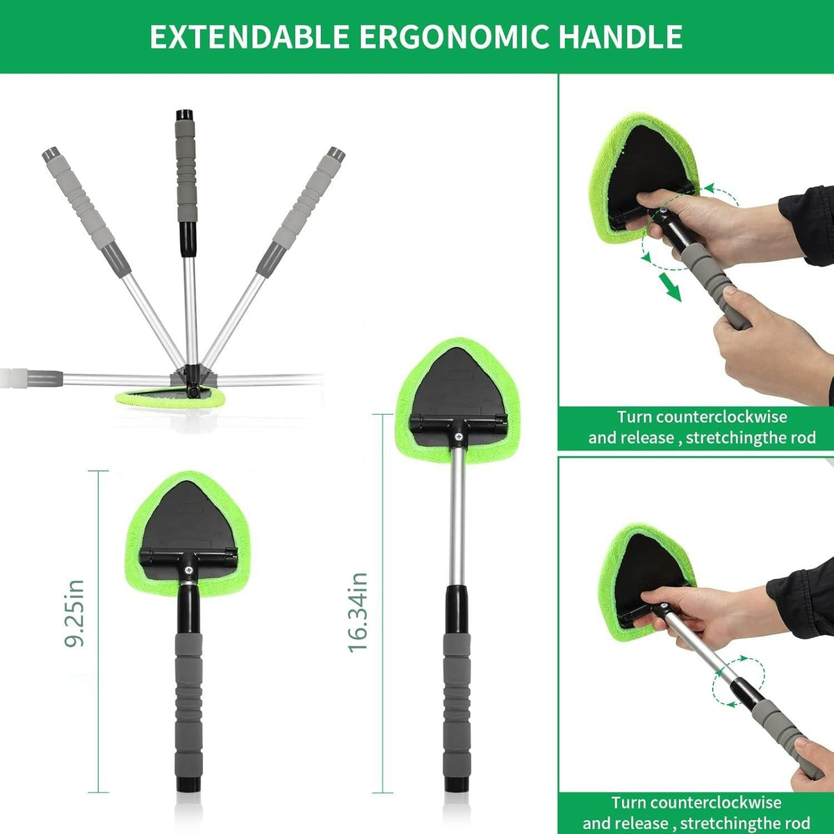 🔥Microfiber Windshield Cleaner with Extendable Handle