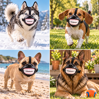 🤣 Give Your Dog a Hilarious New Smile! 🐶 Funny Dog Muzzle with Teeth – Adjustable Costume Mask