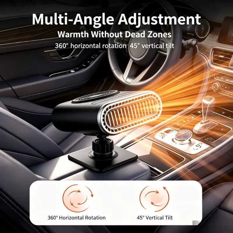 12V Portable Car Heater - 12V Power, Adjustable Defogging Windshield Demister⚡
