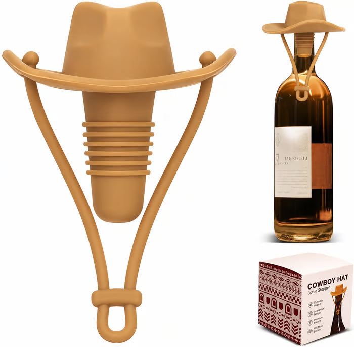 Cute Cowboy Hat Silicone Wine Stopper Reusable Western Wine Bottle Stopper for Party & Gifts