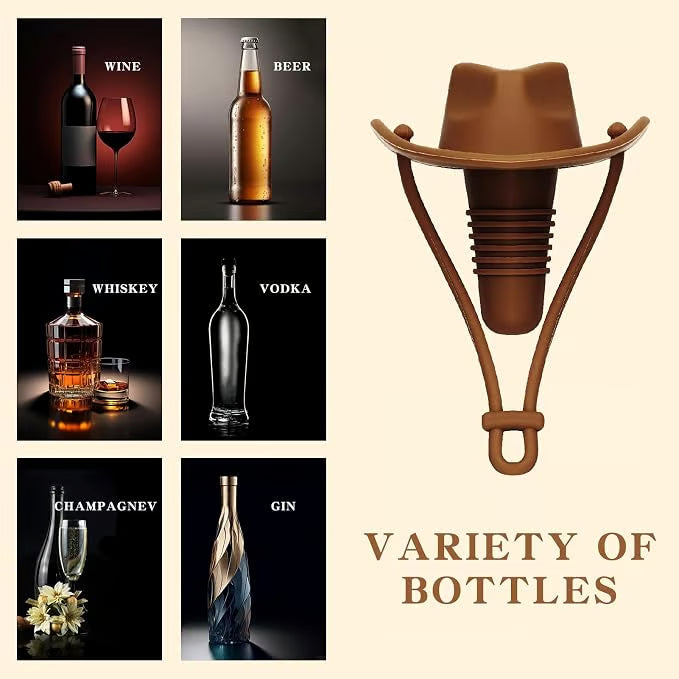 Cute Cowboy Hat Silicone Wine Stopper Reusable Western Wine Bottle Stopper for Party & Gifts