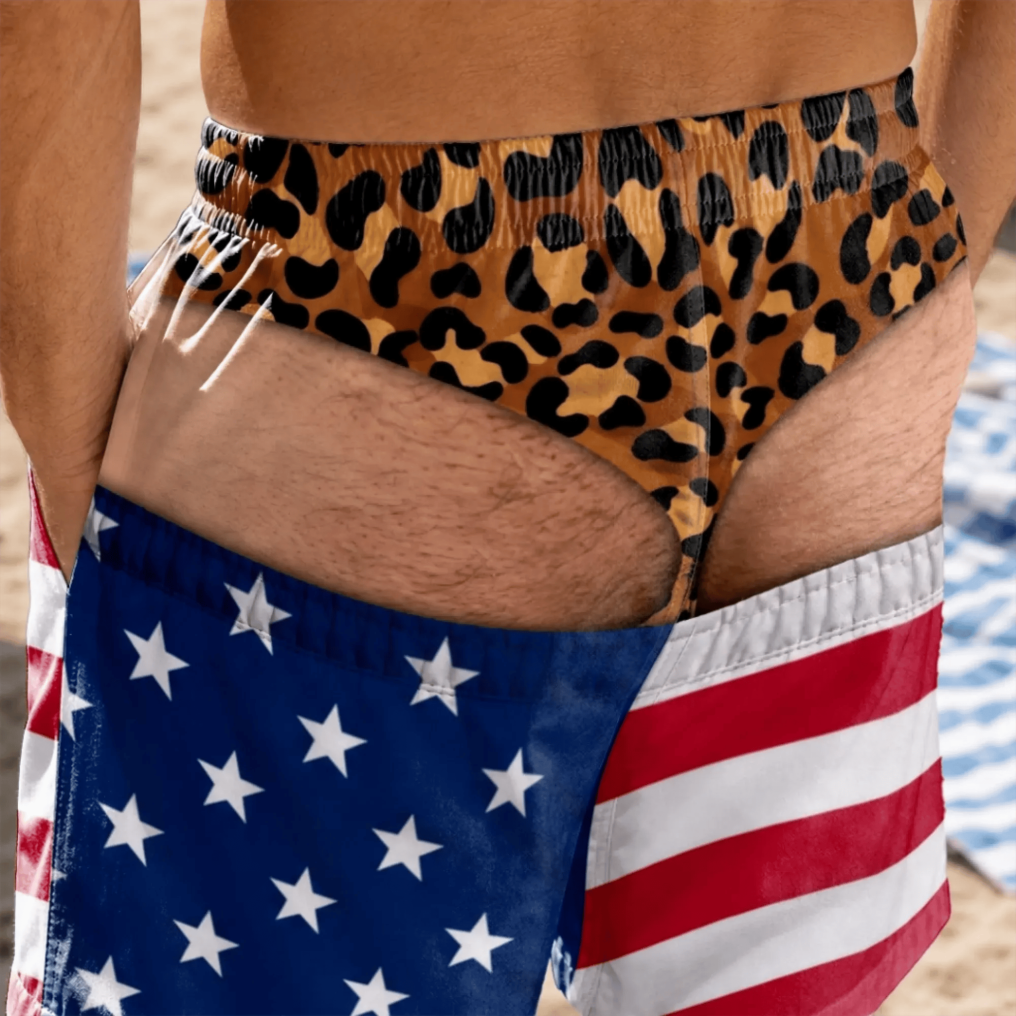 Funny Patriotic Men Swim Trunks - Personalized Birthday Gifts