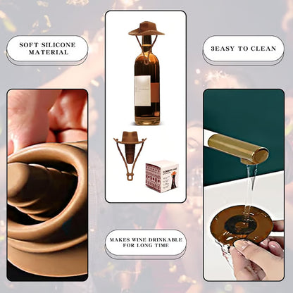 Cute Cowboy Hat Silicone Wine Stopper Reusable Western Wine Bottle Stopper for Party & Gifts
