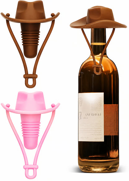 Cute Cowboy Hat Silicone Wine Stopper Reusable Western Wine Bottle Stopper for Party & Gifts