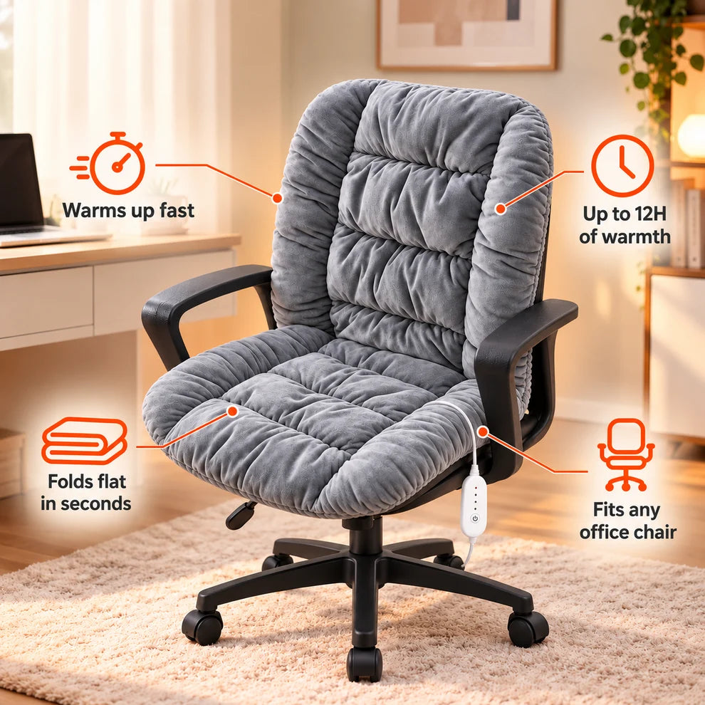 🔥 Cozy Heated Chair Cushion – Plush Seat & Back Warmer with Adjustable Heat & Timer！！！