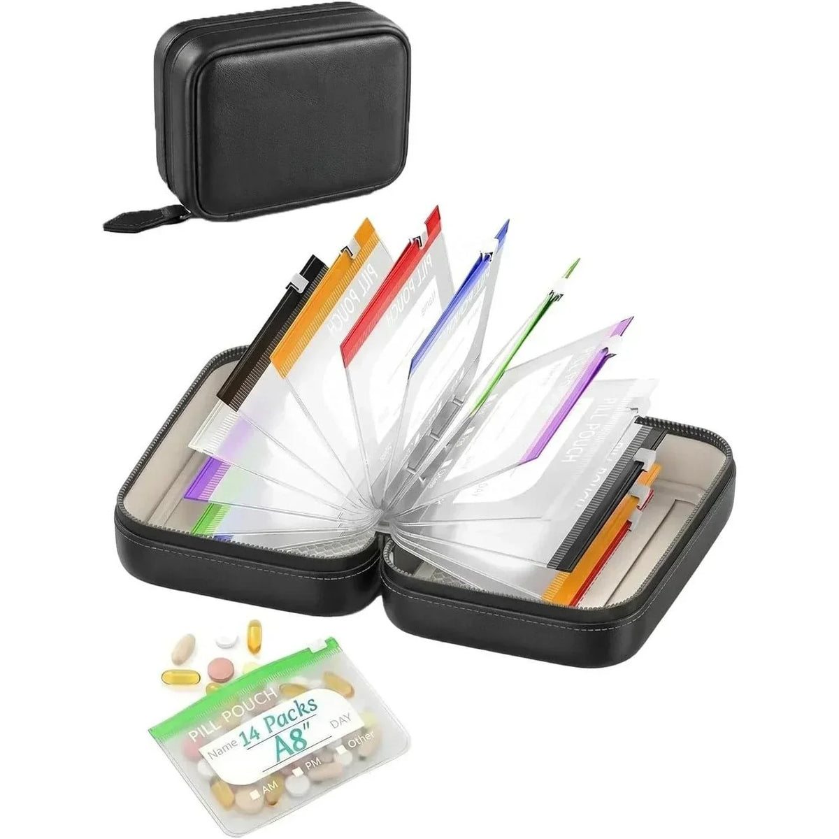 💊 Waterproof Pill Organizer Pouch Set – 🌈 Multi-Color Travel Medication Bags ✨