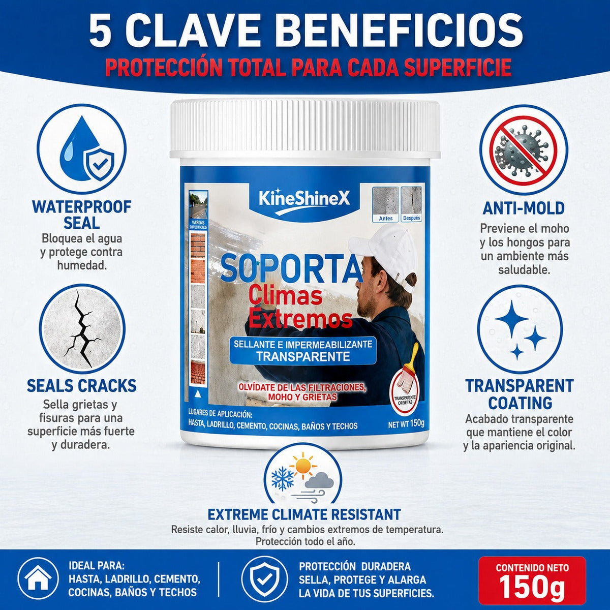 Transparent Waterproof Sealant – Flexible Crack Repair for Roofs, Walls & Tiles