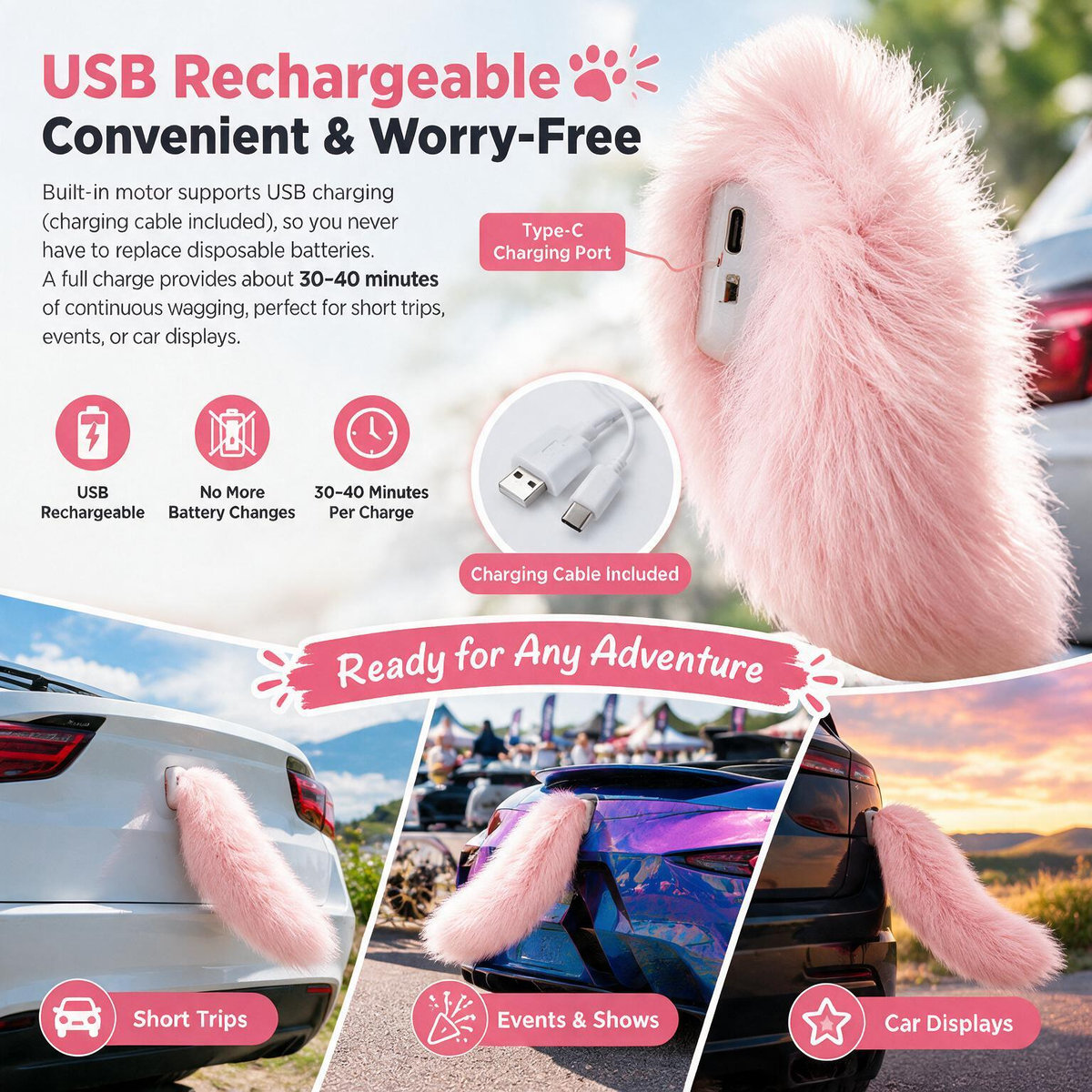 Remote-Controlled Wagging Tail – A Playful Touch for Your Car 🐾
