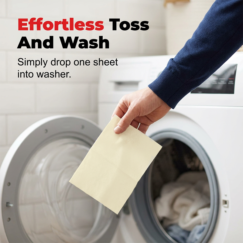 Deep Cleaning Laundry Whitening Sheets, Powerful Stain Remover Brightening Fabric Laundry Cleaning Sheets