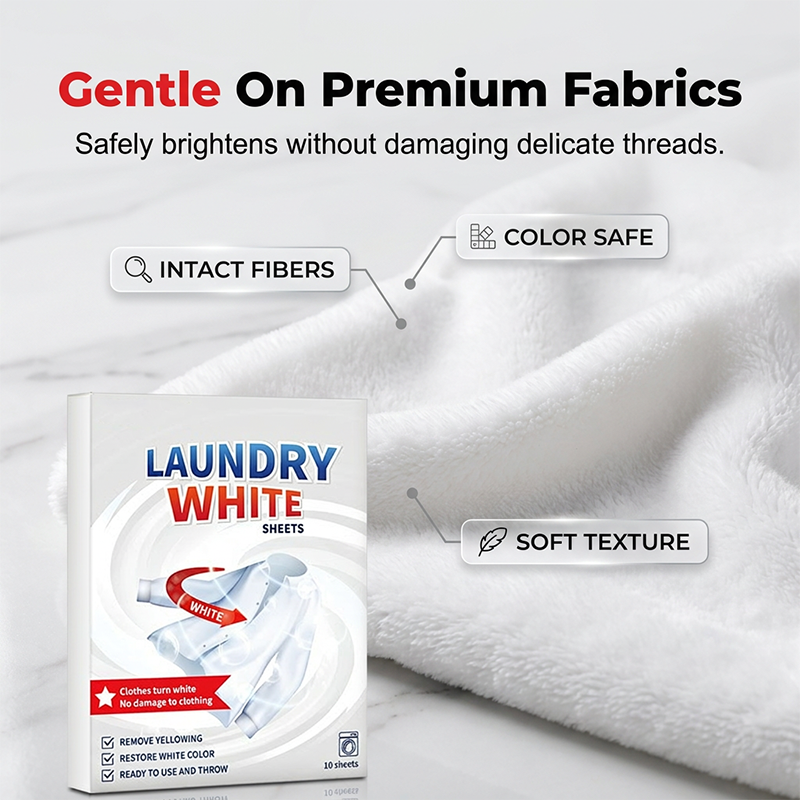 Deep Cleaning Laundry Whitening Sheets, Powerful Stain Remover Brightening Fabric Laundry Cleaning Sheets